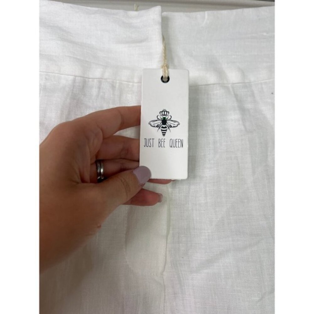 NWT Just Bee Queen High Rise Linen Pockets Marlow Chino Shorts White Size: Small - Picture 4 of 8